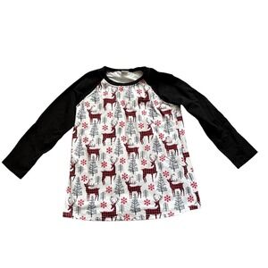 Boys Christmas Raglan Shirt Size 8-9 long sleeve Buffalo Plaid Reindeer boutique